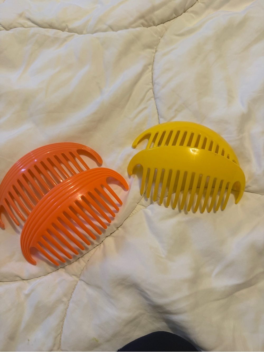 Set of Vintage Goody TZERS Claw Combs in Orange and Yellow